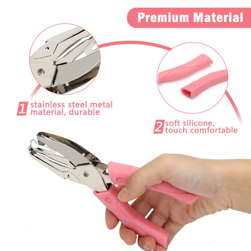 Pletpet 2 Pieces Handheld Hole Paper Punch  Pletpet Heart Hole Punch + Star Hole Punch 1/4 Inch Metal Single Hole Paper Punch  with Soft-Handled for Tags Clothing Ticket (Heart+Star) (Star+Heart) - Image 3
